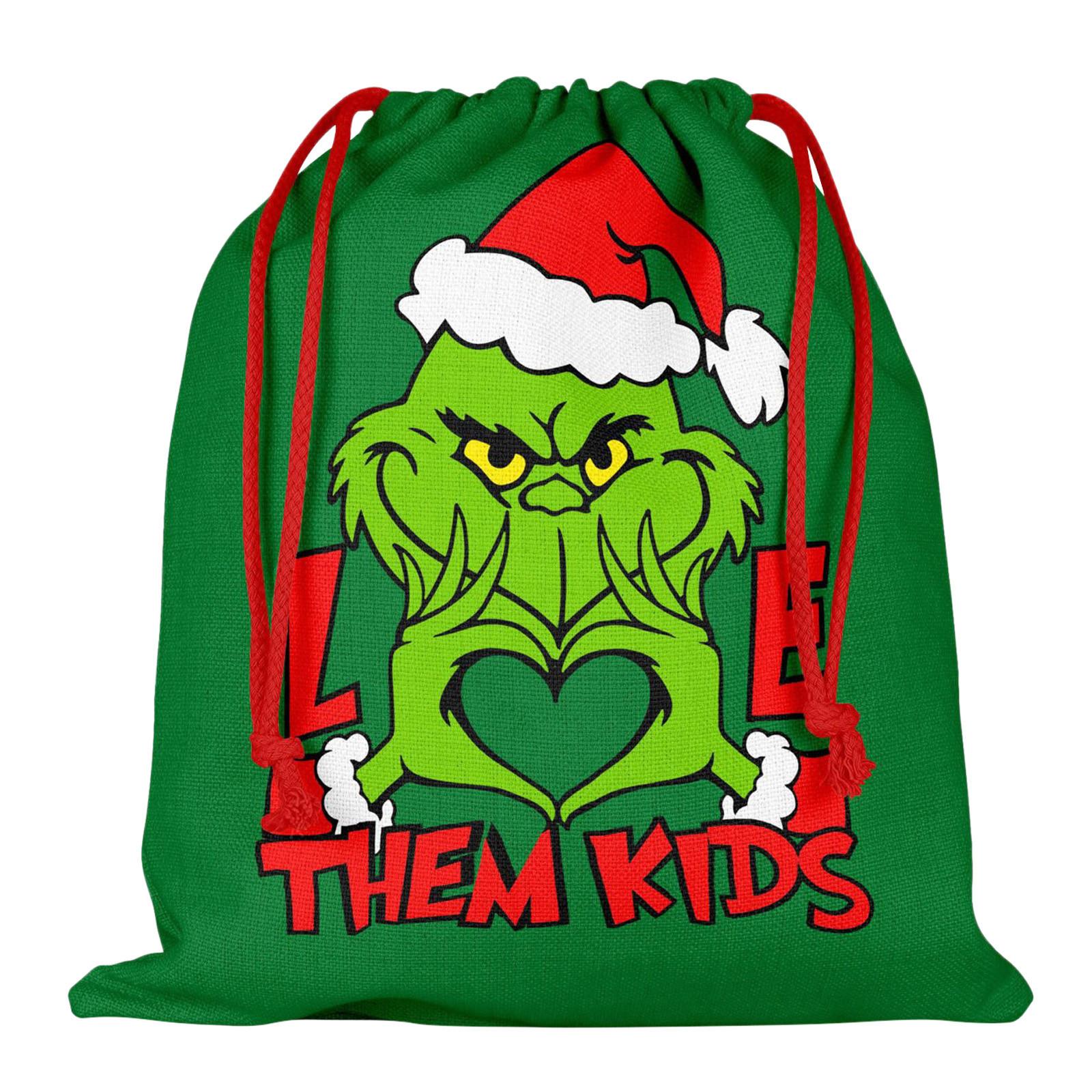 

Gift Bag, Double Sided Printed Gift Bag, Xmas Drawstring Bag, Green Drawstring Gift Bag For Holiday,Double-sided Printed One Size