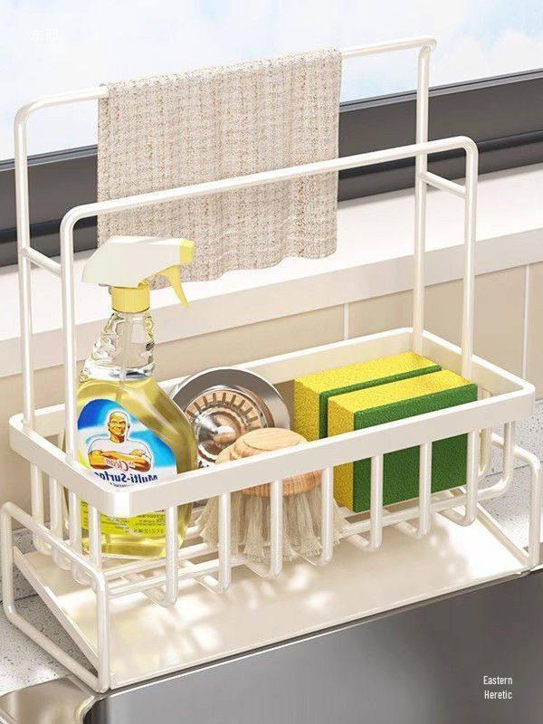 Slope Kitchen Sink Rack: No-Punch Rag & Soap Holder with Draining Function