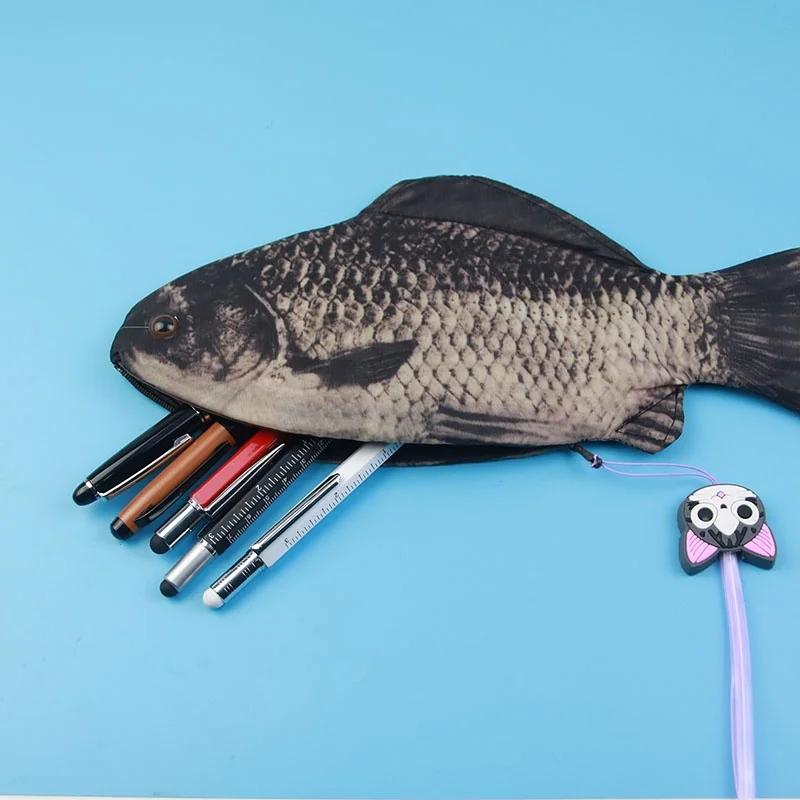 Creative Fish Pen Box Capacitate mare Upgrade-uri Cadou Școlar Fun Stylus Bag Home Office Storage