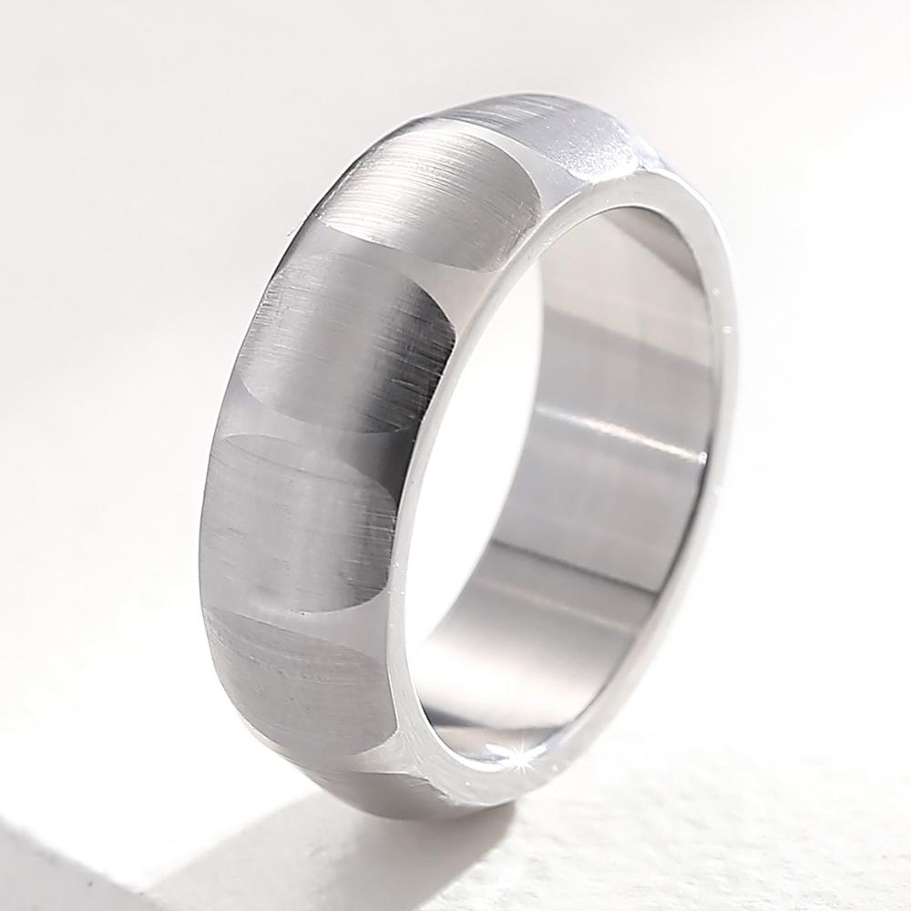 Waterproof Vacuum Plated Gold Color Stainless Steel Men's Ring 7mm Width Matte Brushed Finish with Inner Curve Design Rings Man