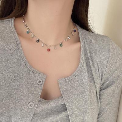 Bunte Donut-Halskette mit Feenquaste für Damen: Vielseitige modische Schlüsselbeinkette im koreanischen Stil im Hyuna-Stil