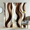 2PC Brown Cream Wave Pattern Sheer Curtains - Modern Minimalist Abstract Print Window Drapes for Living Room Bedroom Decor