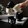 Retro Creative Ceramic Mug Hand Drawn Irregular High Legged Coffee Mug Milk Tea Cup Beverage Cup Household Tea Cup Water Cups