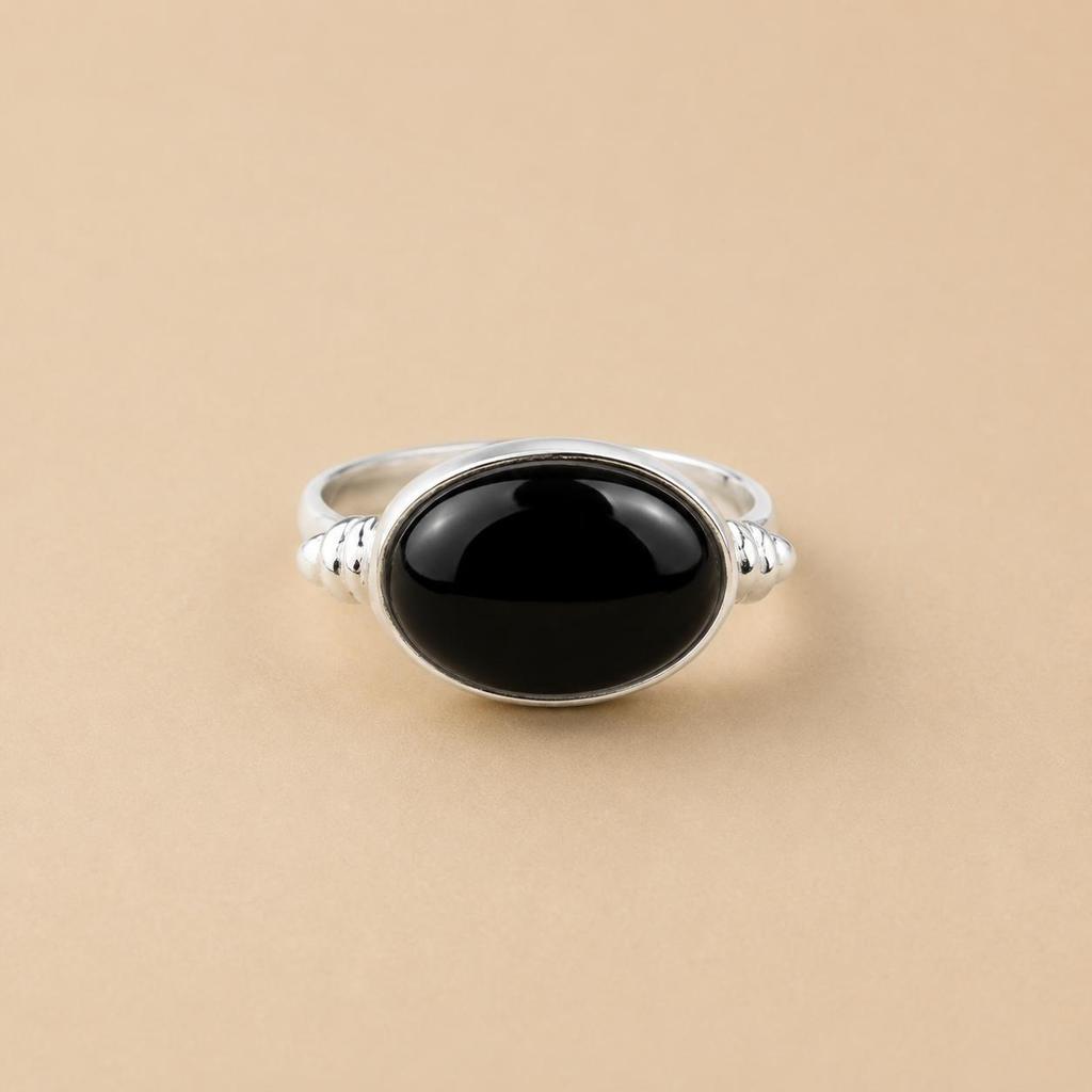 Black Onyx 925 Sterling Silver Ring, Handmade Oval Gemstone Ring, Minimalist Vintage Style Statement Jewelry