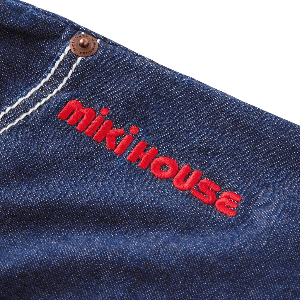 Skirt Denim Hickory Logo Simple Girls Baby Kids Clothing S Indigo Blue [MIKI HOUSE] Children's 10-1711-494 (100-110cm)