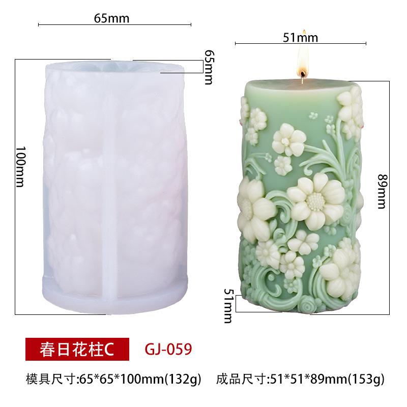 Frühlingsblumiger Duftkerzen-Silikonform DIY Kreativer Zylinder Blumenform Dekor