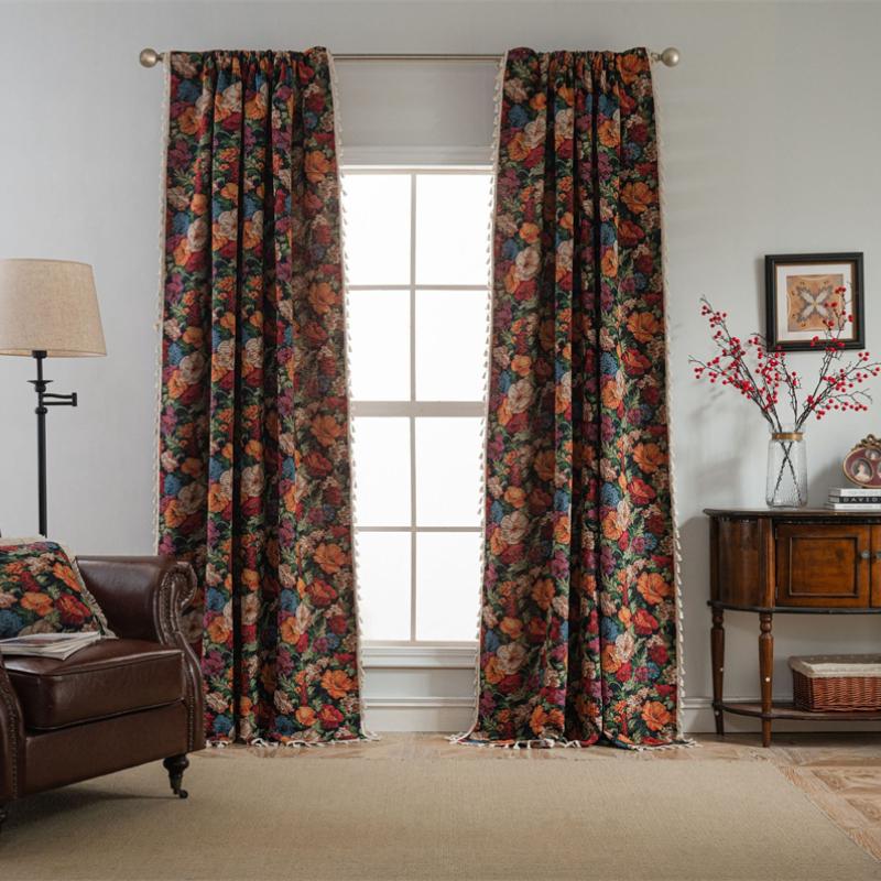 Haute Couture Floral Curtains - Silk-Touch Jacquard with Metallic Thread Accents | Light Diffusion Sheers for Penthouse Kitchens & Panoramic