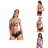 Premium Quality 2 Pcs Summer Ladies Push Up Swimwear Stripe Bikini Set For Women
