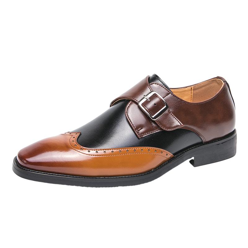 Casual Men's Leather Shoes Fashion Color Blocking Design Style Leisure Outdoor Party Hairstylists and Nightclub Shoes Size 38-48