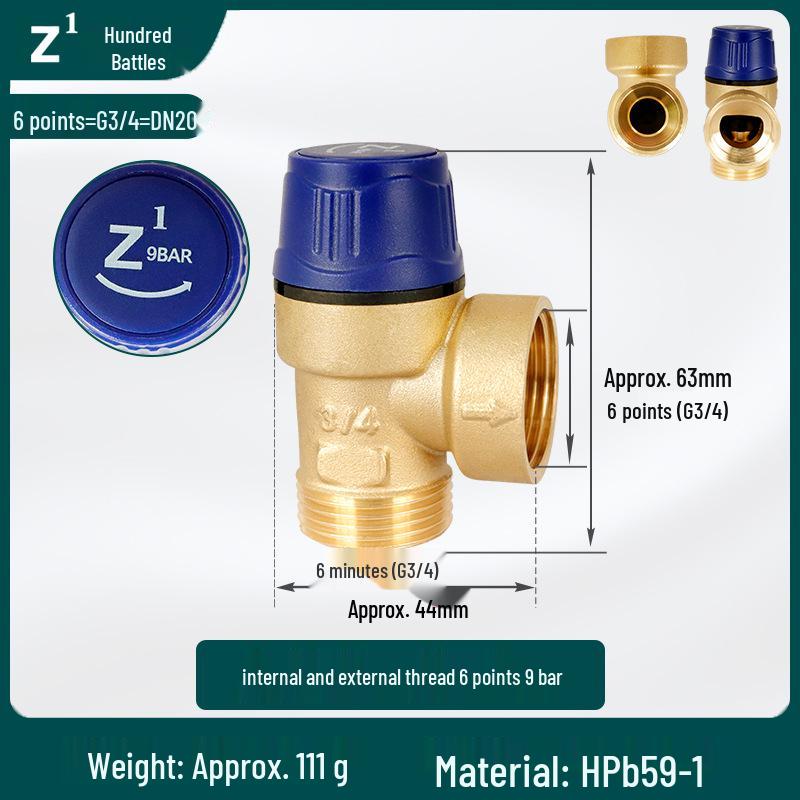 4-6 Minute Thickened Brass Angle Safety Relief Valve with Automatic Drain for Solar Water Heaters