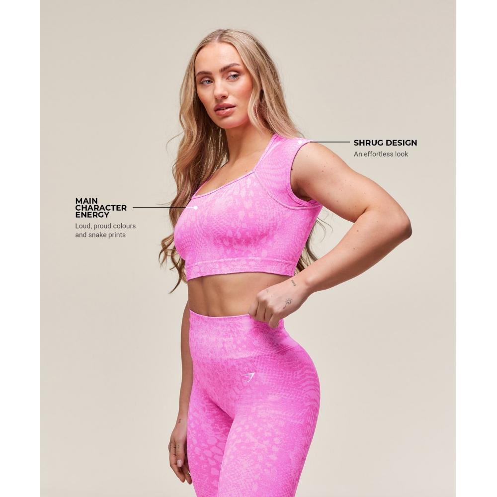 Gymshark Adapt X Whitney Animal Crop Top fără cusături Sour Pink Vibrant Pink B3b2h Kc0p