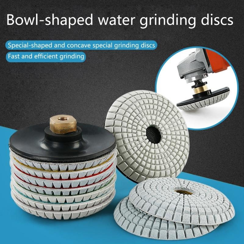 7Pcs Professional 100mm Metal Resin Wet Polishing Pad Set For Marble Stone Tile Grinding Finishing Polishing