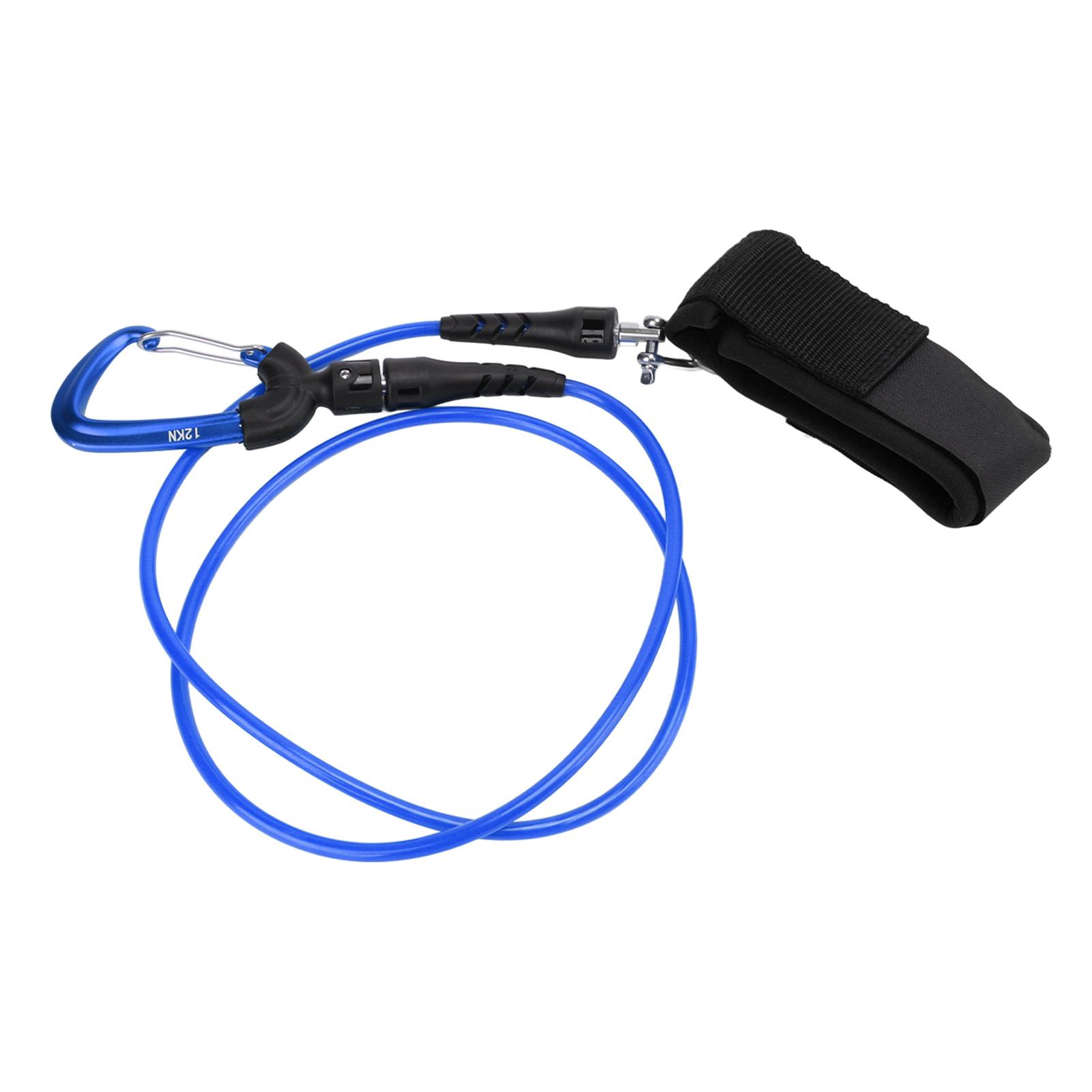 Beautyyy Blue Freediving Lanyard Leash Diving Safety Rope Cable With Wristband Carabiner For Underwater Sports