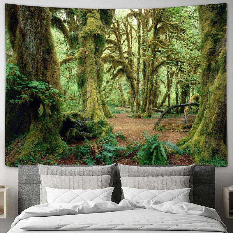 Natural Forest Tapestry Wall Decor for Bedroom and Living Room Greenery Decoration Preferred