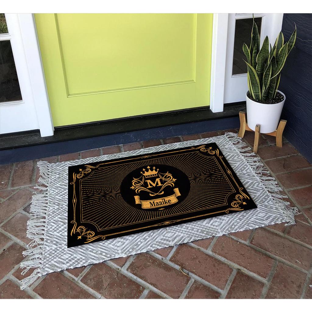 Family Name Personalized Doormat Rubber Wreath Letter Monogram Door Mat Non-Slip Entryway Rug Floor Foot Mats Home Decor