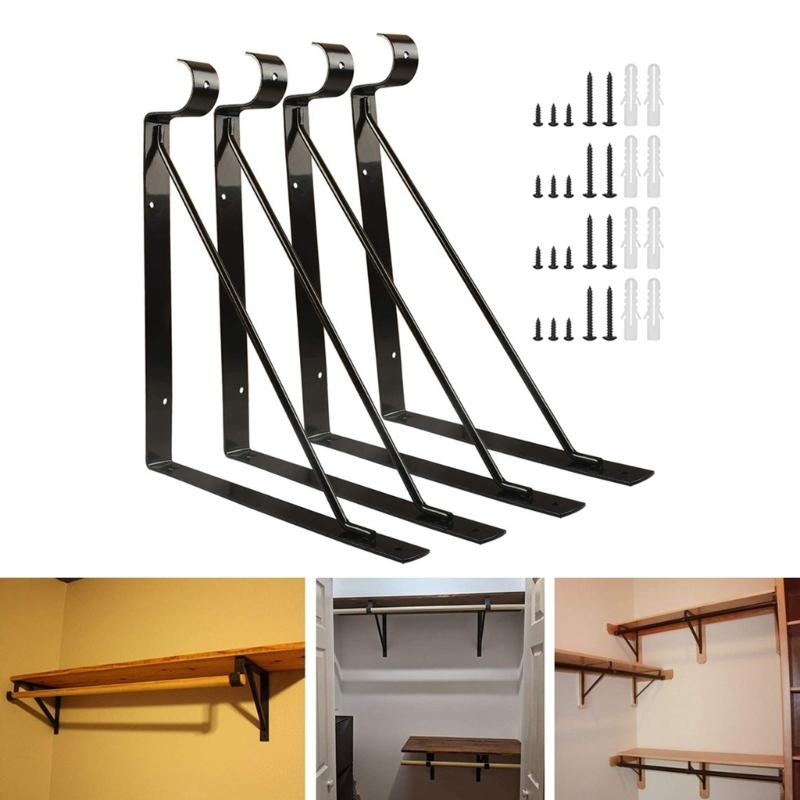 Heavy Duty Closet Shelf Brackets Set Iron Closet Storage Shelf Brackets Set Wall Mounted Organizes Supports for House