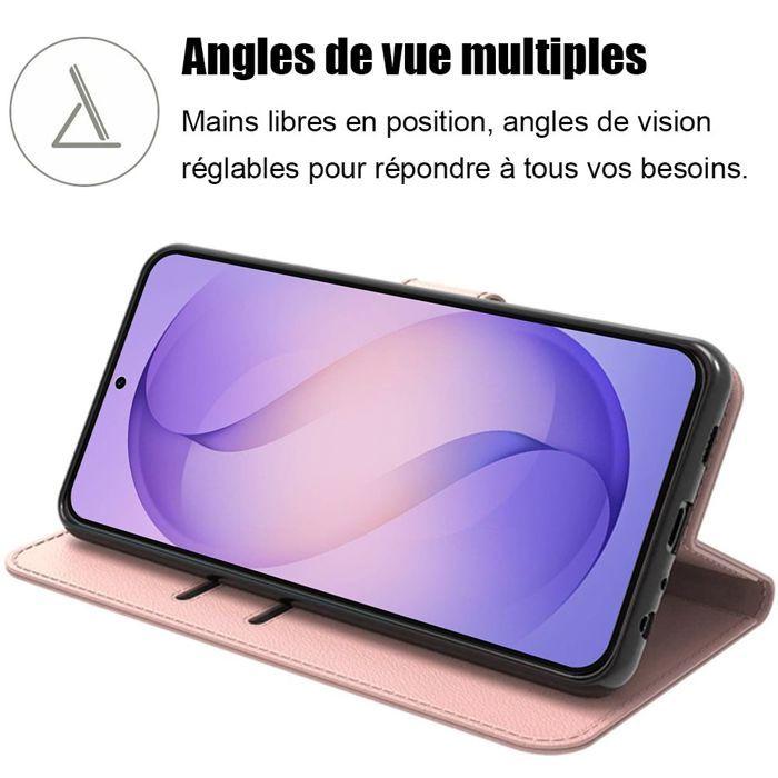Coque pour Samsung Galaxy S26 Plus, Protection Intégrale Anti-Rayures Antichoc Synthécuir Rose