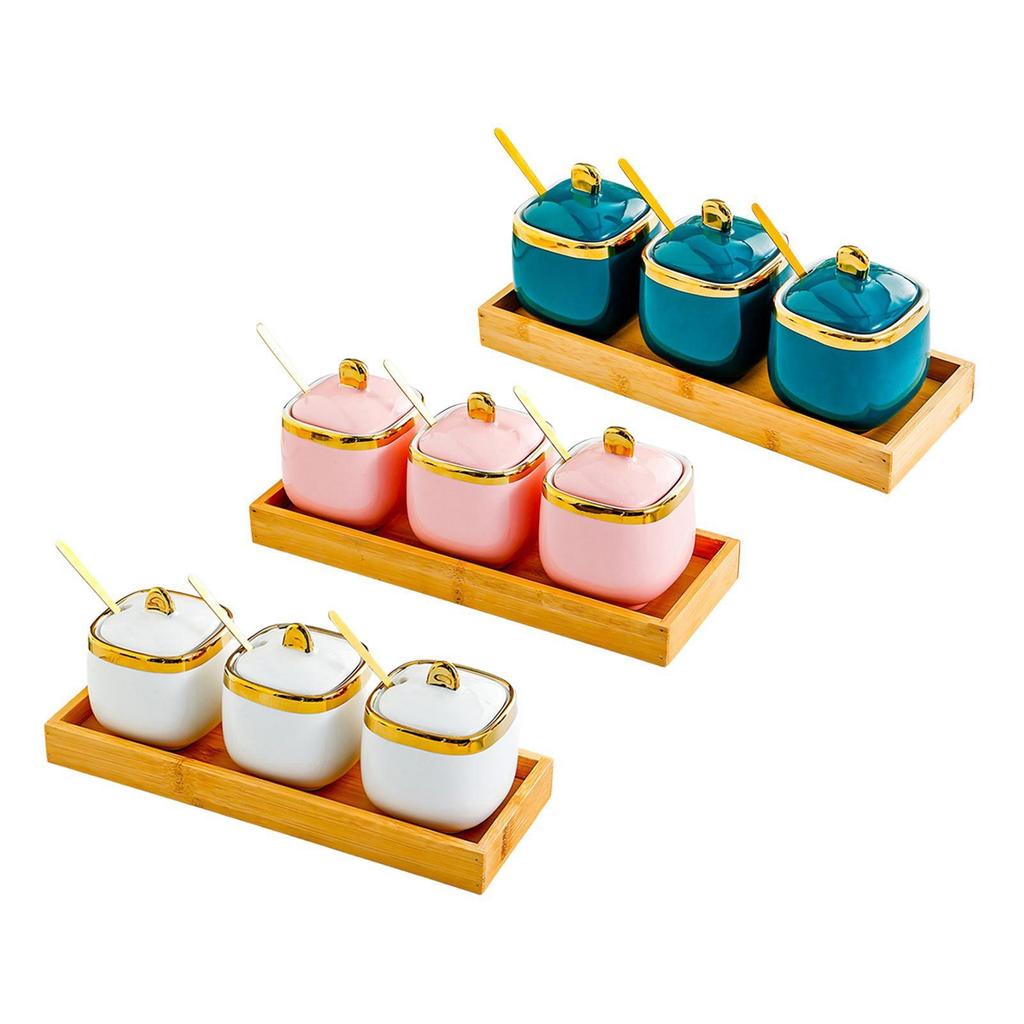 Ceramic Condiment Pots Sugar Bowls Seasoning Pots for Salt Paprika Pepper