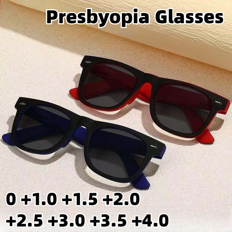 New Square-Frame UV-Protective Presbyopia Glasses Unisex Fashionable High-Definition Reading Sunglasses Plus Diopter 0 To +4.0