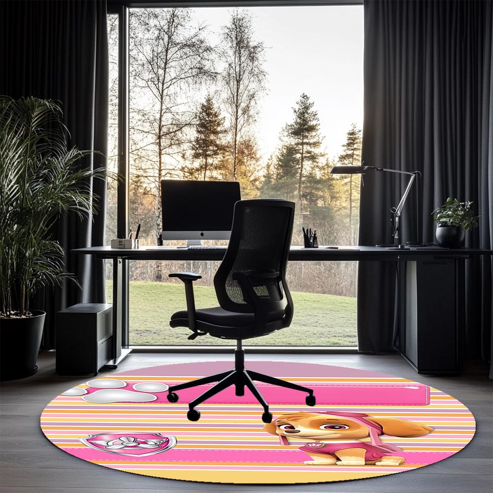 PAW Patrol Printed Round Rug Carpet Chair Rug Area Rug Entryway Doormats,for Office Chair Living Room Bedroom Kitchen Room.