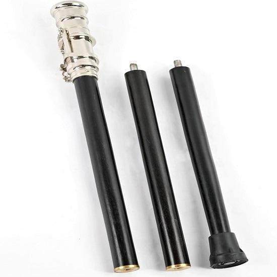 Teleskop-Gehstock, Chrom-Finish, Kostüm, Holzstock, faltbar, Rosenholz, Steampunk-Stil