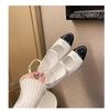 Sheepskin version~ A miu one-word strap high heel Mary Jane single shoes women's leather round head cat heel shoes ballet shoes small leather shoes