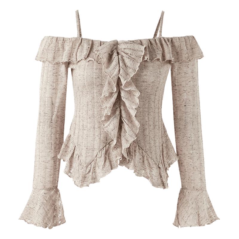 Women s Boho Off-Shoulder Ruffle Waist T-Shirt S