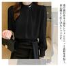 Chiffon Long Solid Office Casual XL [7-livehouse] Women's Blouse, Sleeve, Stand-Up Collar, Pearl-Effect, Stylish, Color, Cute, Wear, Wear, Dates,