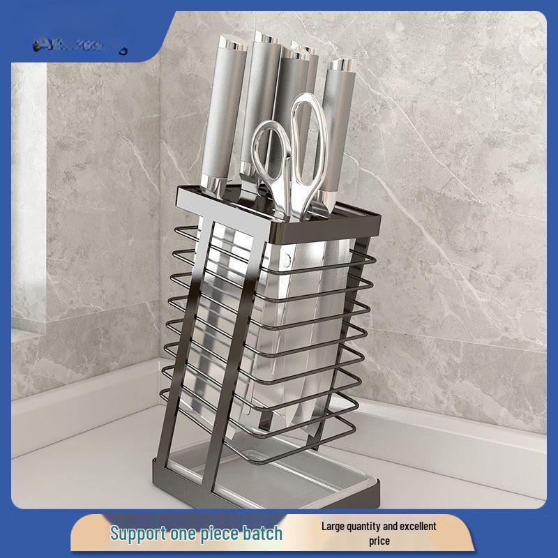 304 Stainless Steel Kitchen Knife & Cleaver Holder with Draining Function