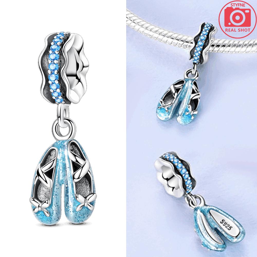 

Charm Bead Charms copper Plated Blue Ballet Shoe Butterfly Pendants Compatible With Authentic Bracelets Bead Charms Women Jewellery Making Gifts білий