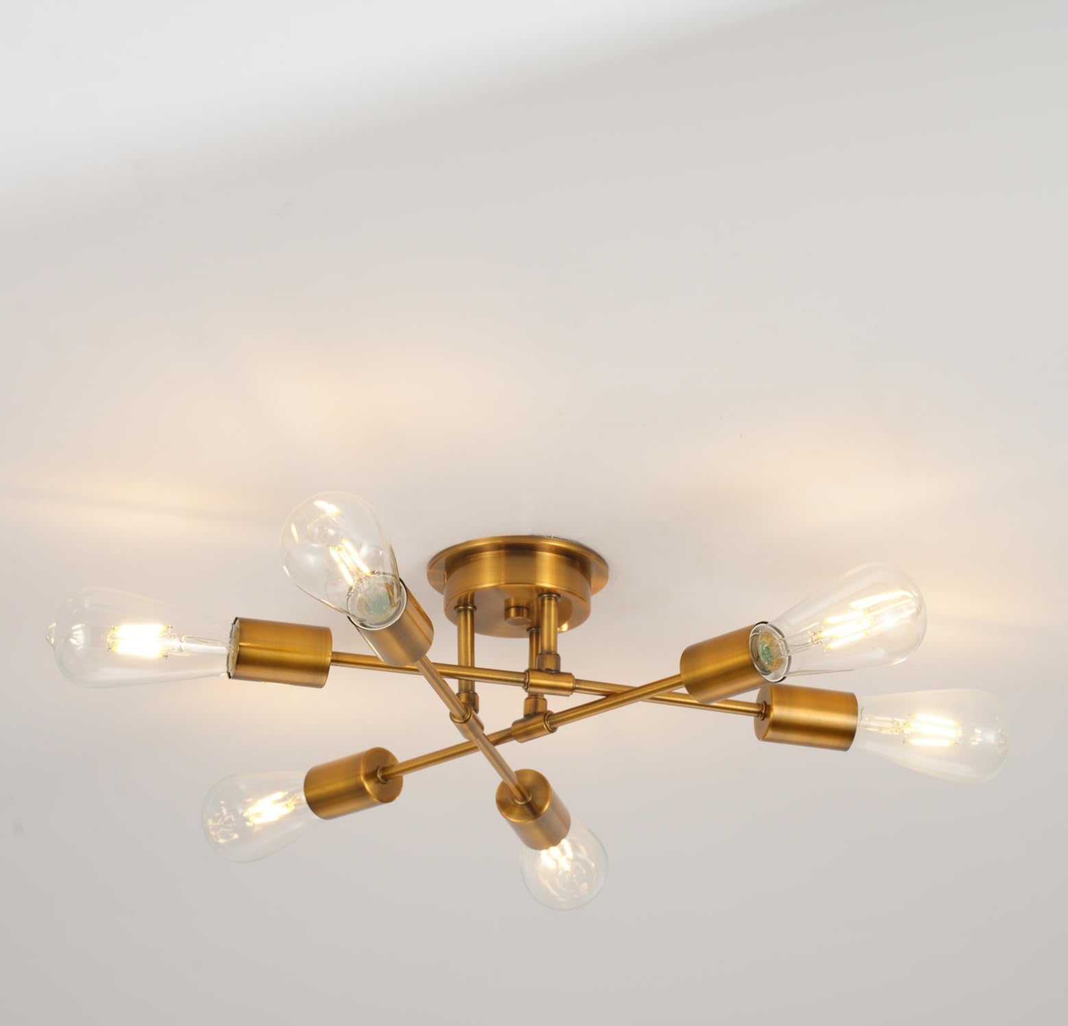 

Antique, retro, modern, stylish, Nordic-style pendant light, ceiling light, 6-light fixture, gold, for dining rooms, living rooms, bedrooms, 6-8