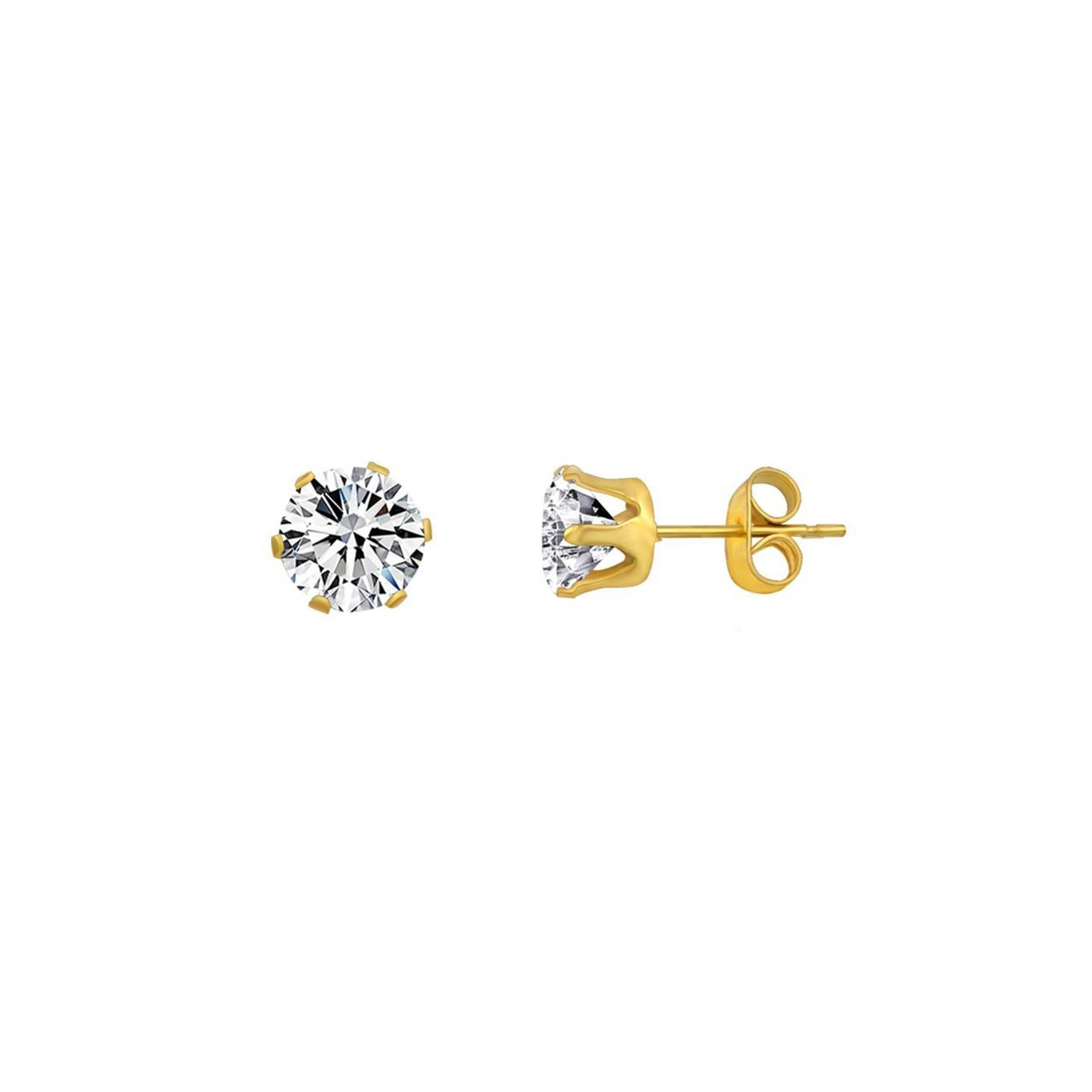 

Steel Single Zircon Stone Yellow Women s Men s Earrings Ai09Sr