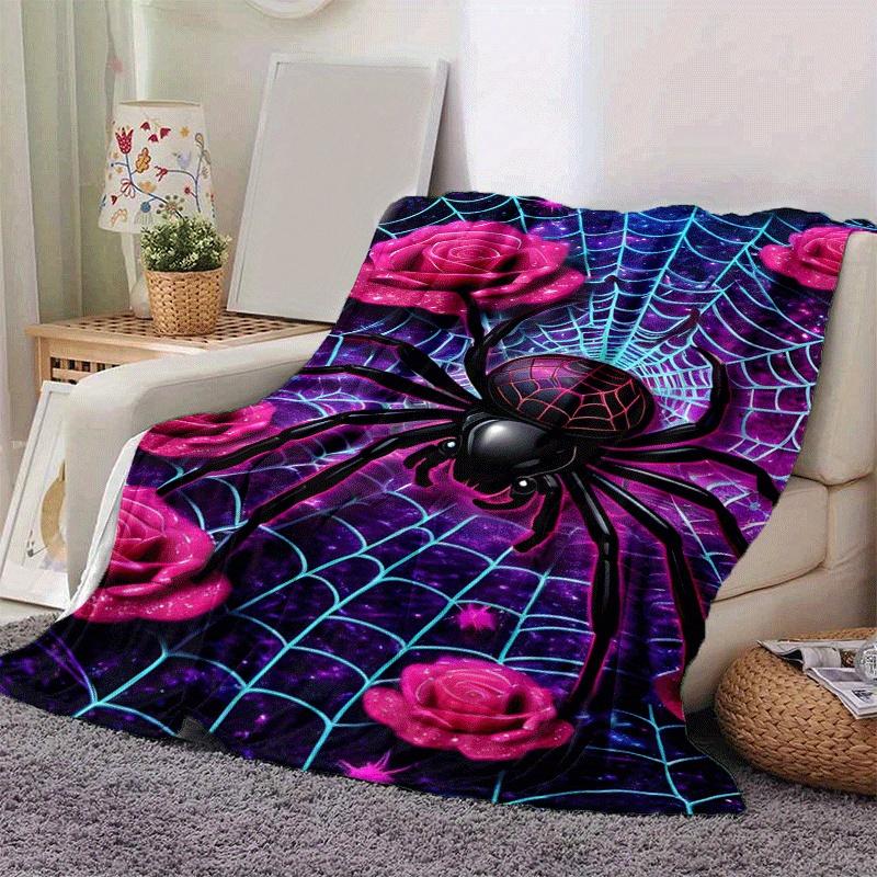 1 Stück Spinnenmuster Leichte Flanelldecke, Bequeme und Warme Decke, für Camping Sofa Bett und Couch Büro, Geeignet für Geschenk Leere