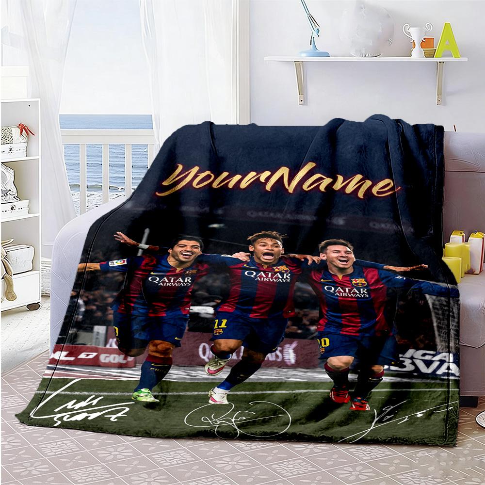 Messi 265 Personalized Text Blanket Throw Customizable Blanket Comfortable Perfect for Office Chair Chair Nap Seaside All-Season Use