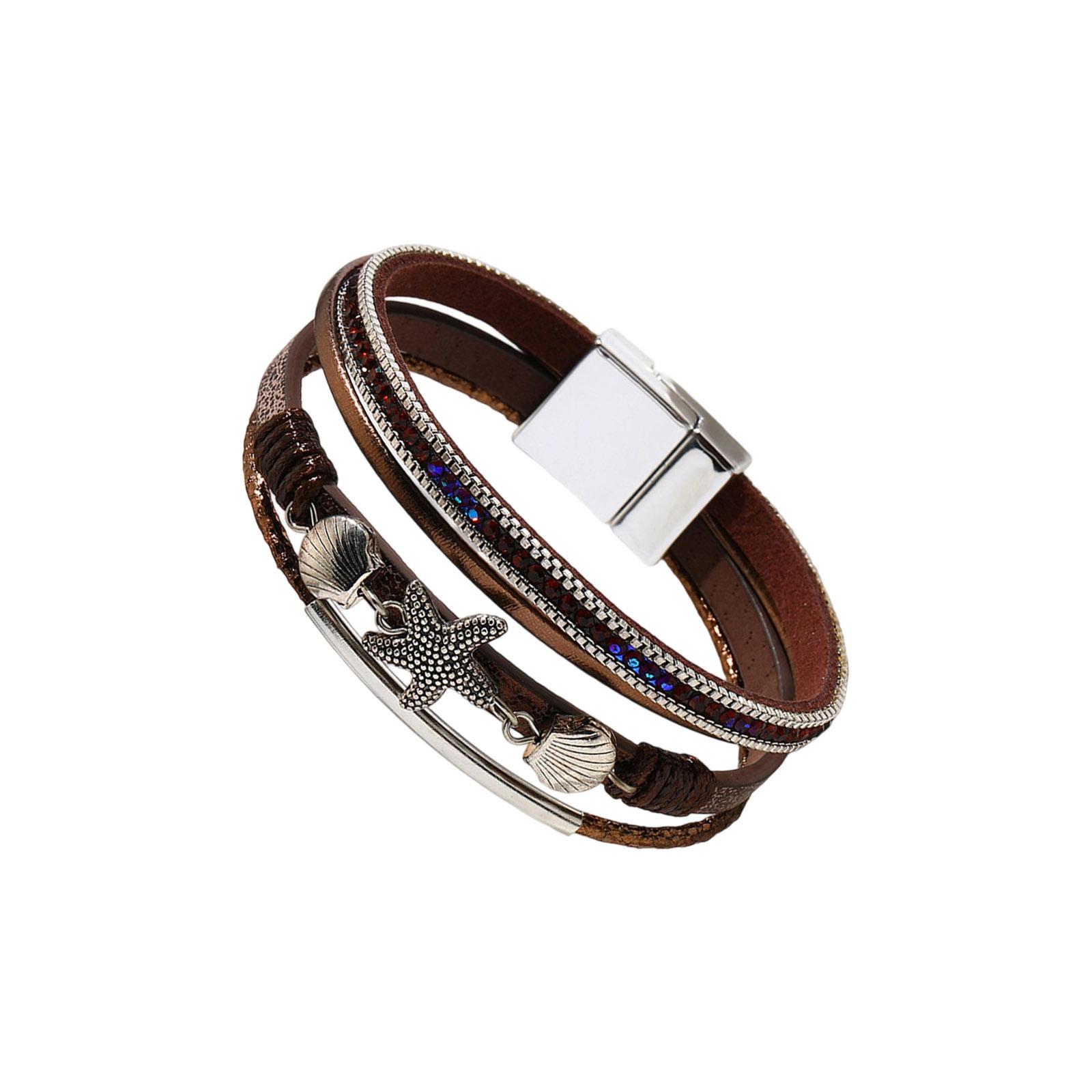 

Stylish Summer Shell Jewelry Bangle For Women Feature Lightweight Synthetic Leather Construction Bracelet
