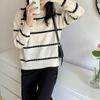 Korean Style Crew Neck Pullover Stripes Women's Sweater Autumn Winter Fashion New Casual Loose Long Sleeved Knitted Tops Office Lady Elegant Clothing