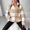 Autumn and Winter Zipper Plaid Double-sided Plush Loose Casual Women's Long-sleeved Sweater Jacket