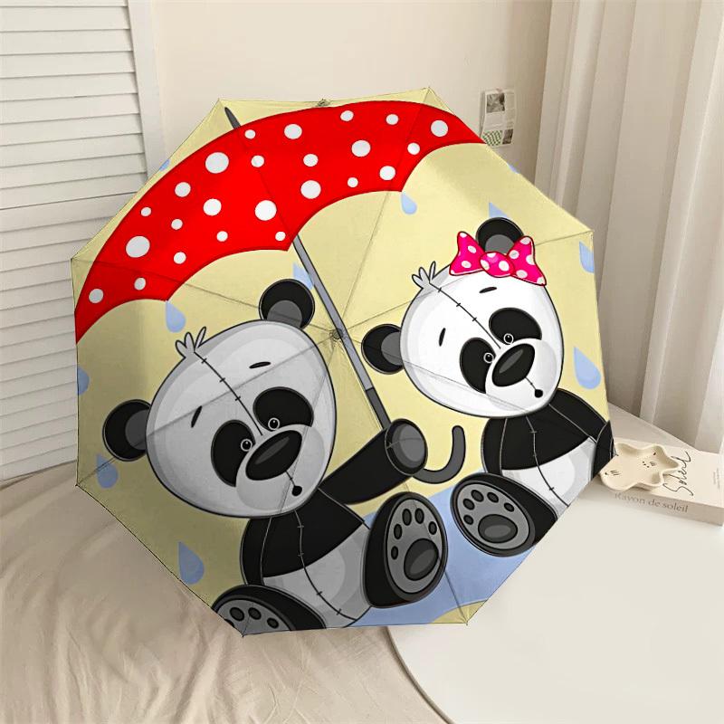

1PC Panda RainUmbrella-8-Rib Reinforced, Automatic Open, Lightweight & Durable, Cute Fashion Accessory for Outdoor-P195