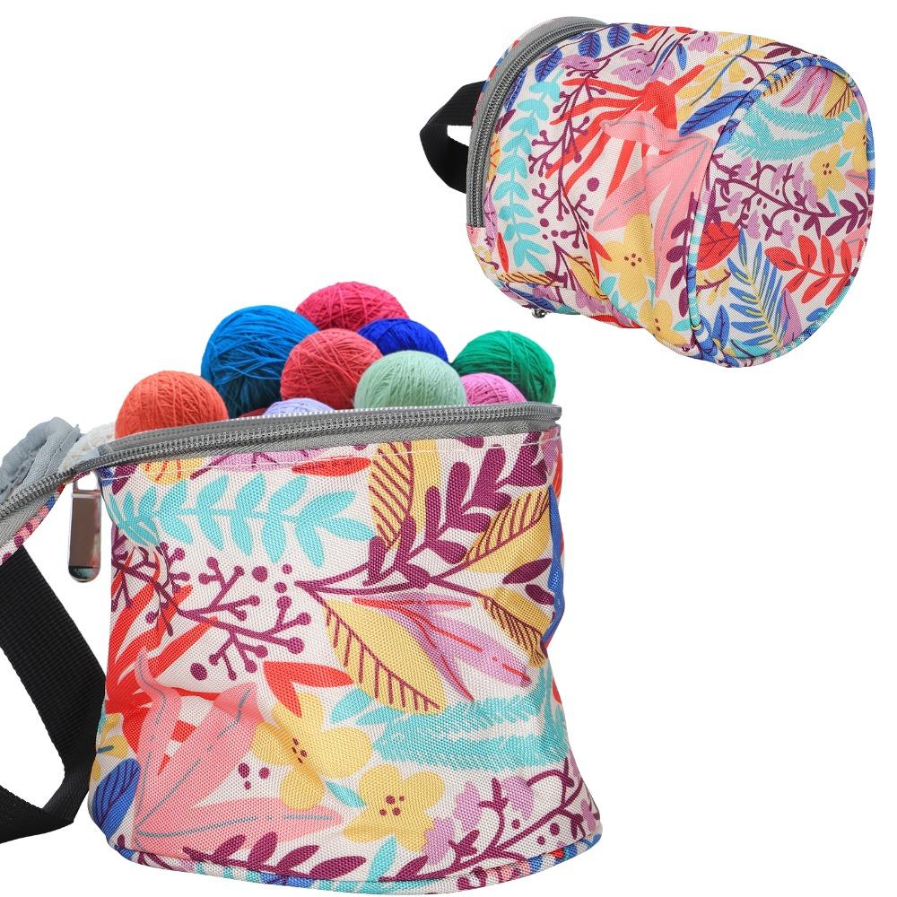 Bolsa de Tote Redonda Vacía para Almacenamiento de Tejido de Punto Estuche para Bolso de Ganchillo y Tejido Para Transportar Accesorios de Ganchillo