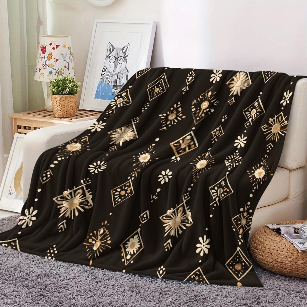 Boho Collection Printed Throw Blanket Vintage Flannel Cover Blanket Soft Cozy Sofa Napping Blanket Bed Blanket Office Blanket