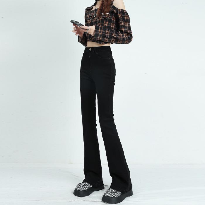 

Женские расклешенные джинсы с высокой талией — облегающий крой, в стиле ретро-подкова для высоких, на весну и лето XL