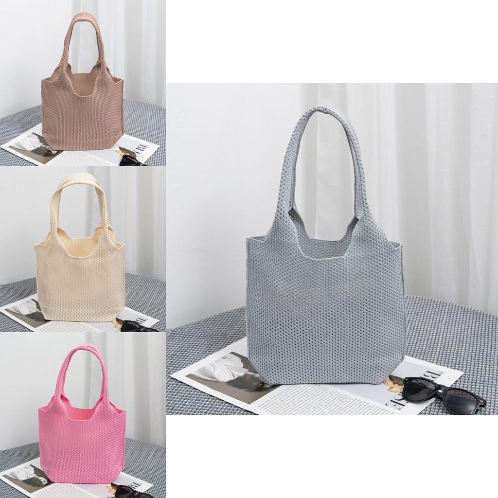 Modern And Versatile Bucket Style Knit Handbag With Hollow Pattern In Trendy Colors For Any Outfit