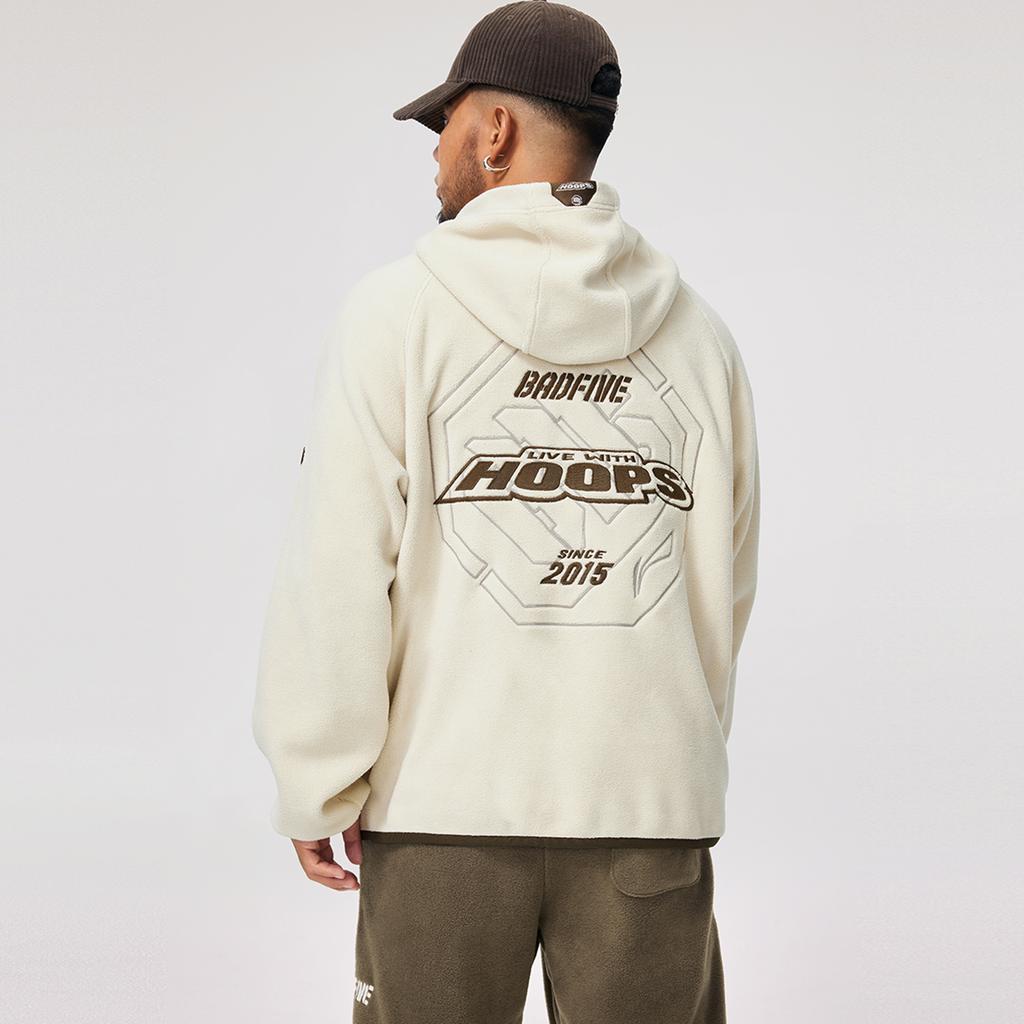 Li-Ning Anti-Five Series Loose Comfortable Warm Fleece Jacket Men Jacket Rock-White Gray AFDU499-1