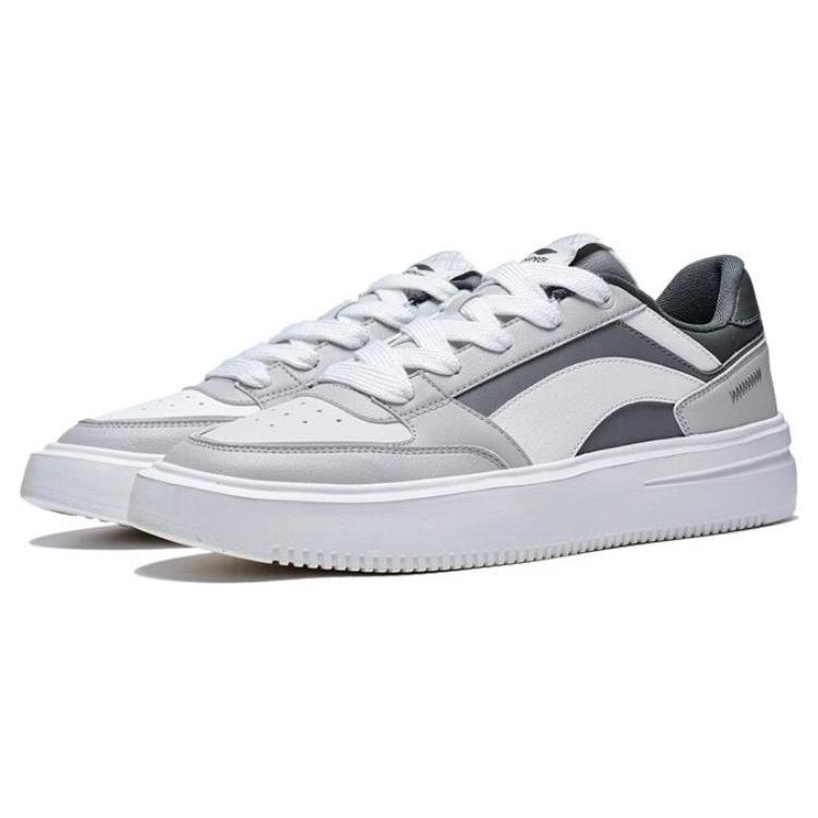 Li Ning Starlight Slip Resistant Abrasion Resistant Low Top Skateboard Shoes Men's Gray White AGCT139-1