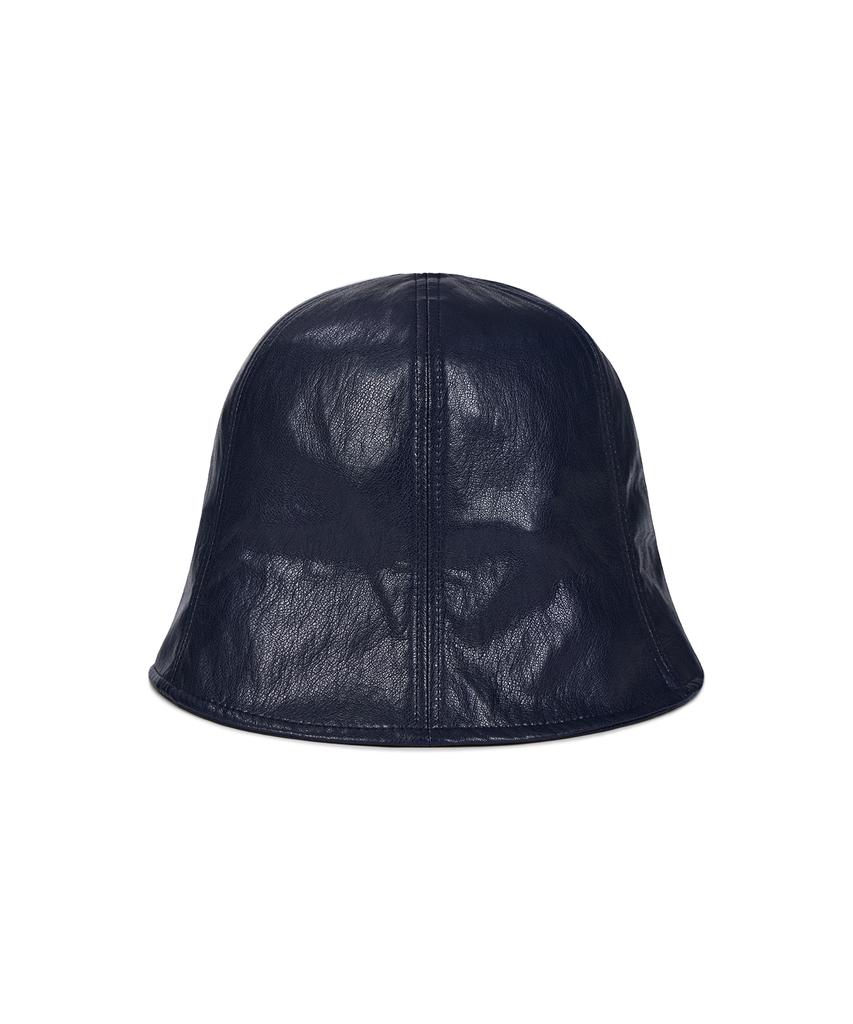 Bajal Vz Studded Vegan Leather Tulip Hat Navy