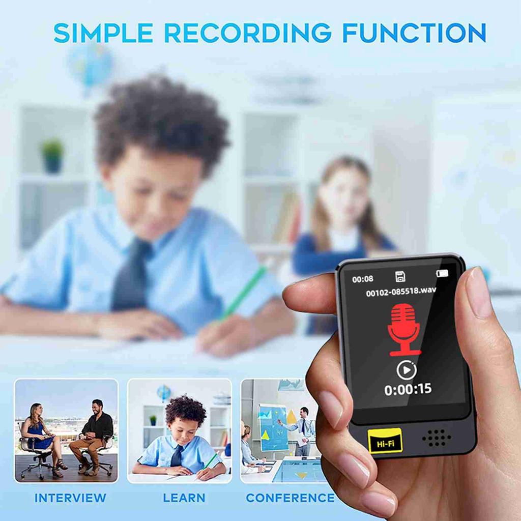 USB Audio Player Hi Fi Mp3 Player Mini MP3 MP4 Player with Speaker BT USB Charging Suitable for Sports and Travel Music