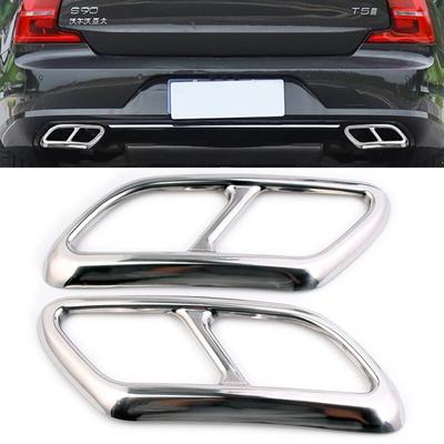 2 stuks Auto Uitlaatdemper Uitlaatpijp Eindkap Sierlijst Exterieur Roestvrij Staal Accessoires Voor Volvo S90 V90 2016- 2018 S60