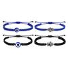 Evil Eye Adjustable Bracelet Set: 12-Piece Woven Rope with 7 Knots
