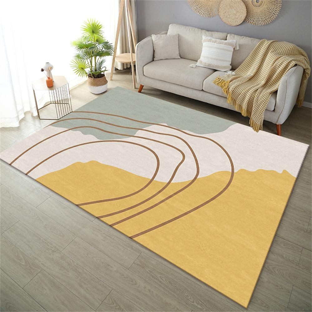 Minimalist Abstract Geometric Pattern Area Rug with Soft Pastel Colors Floor Mat for Living Room Bedroom Modern Home Decor