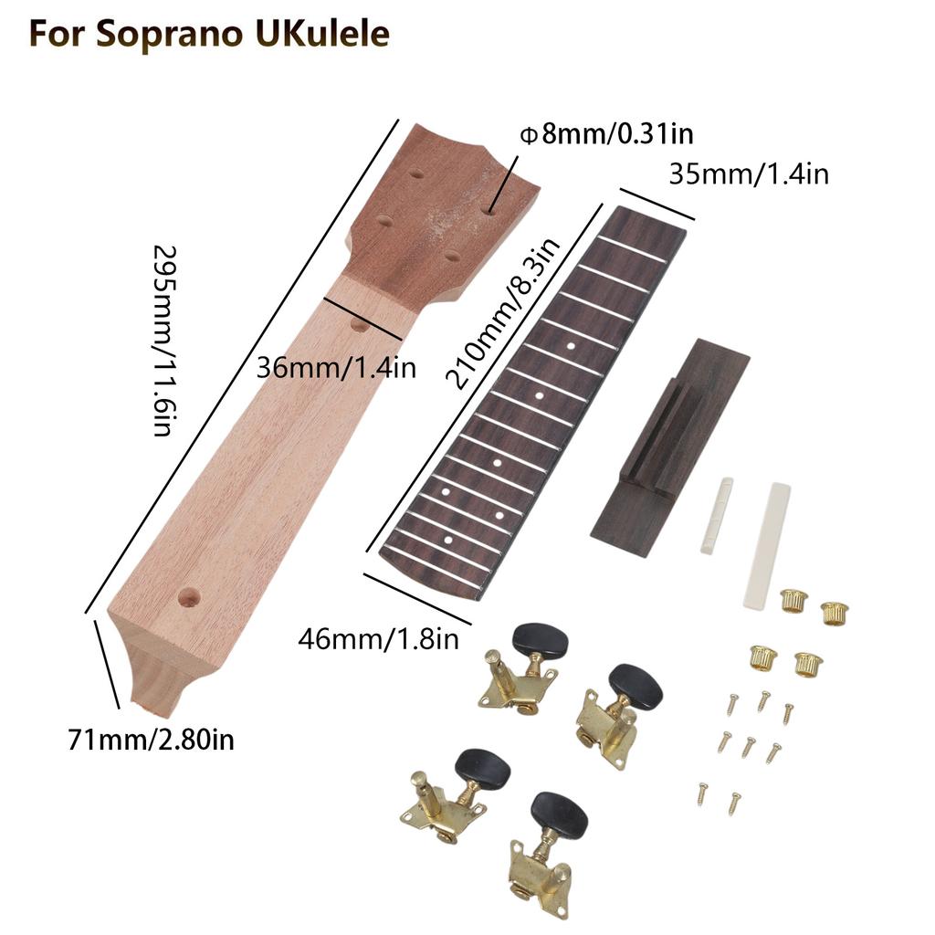 1 Sada krku s hmatníkom pre ukulele Hudobné nástroje Potreby Krk s hmatníkom pre ukulele Drevený hmatník a krk pre ukulele